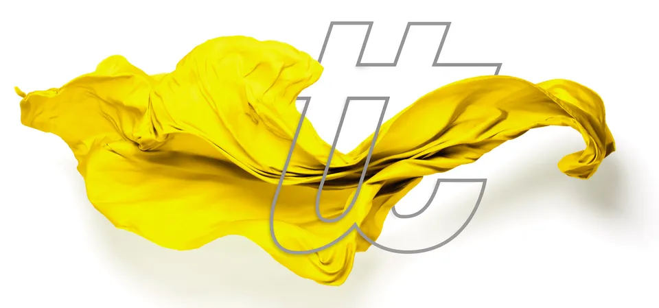 Un velo di seta giallo in volo attraverso il monogramma tt di Tessitura Taborelli